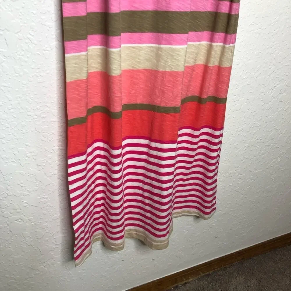Tommy Bahama pink white tan striped sleeveless maxi dress size Extra Small XS